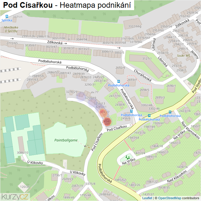 Mapa Pod Císařkou - Firmy v ulici.