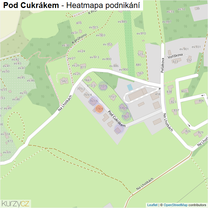 Mapa Pod Cukrákem - Firmy v ulici.