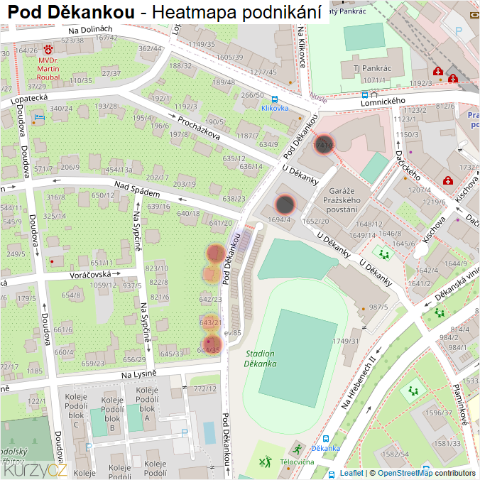 Mapa Pod Děkankou - Firmy v ulici.