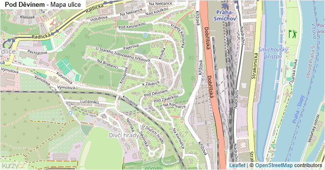 Pod Děvínem - mapa ulice