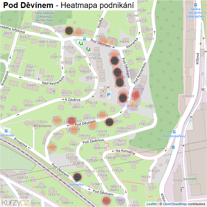 Mapa Pod Děvínem - Firmy v ulici.