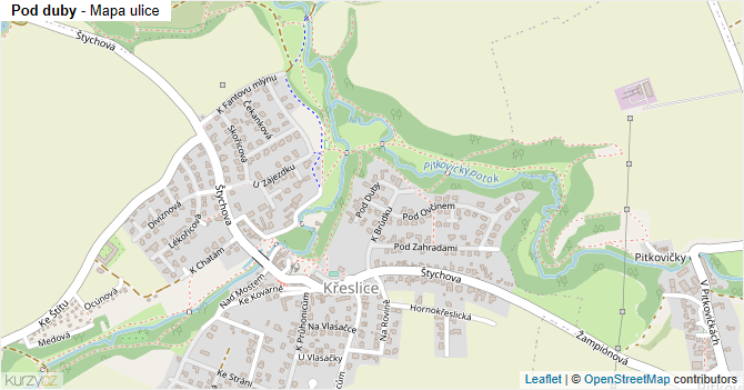 Pod duby - mapa ulice