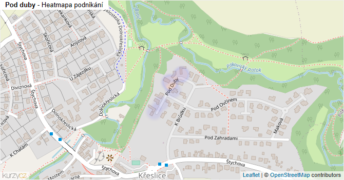 Pod duby - mapa podnikání