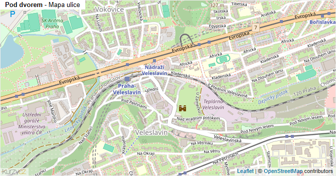 Pod dvorem - mapa ulice