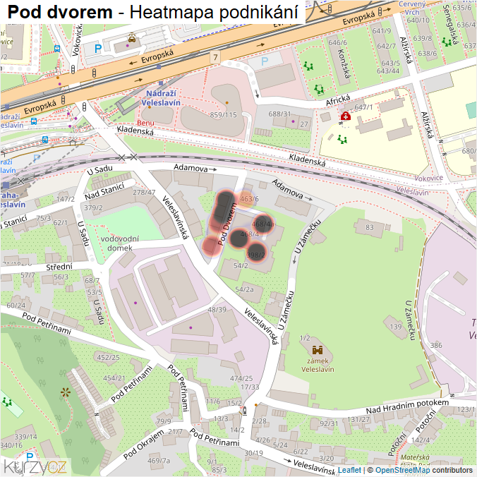 Mapa Pod dvorem - Firmy v ulici.