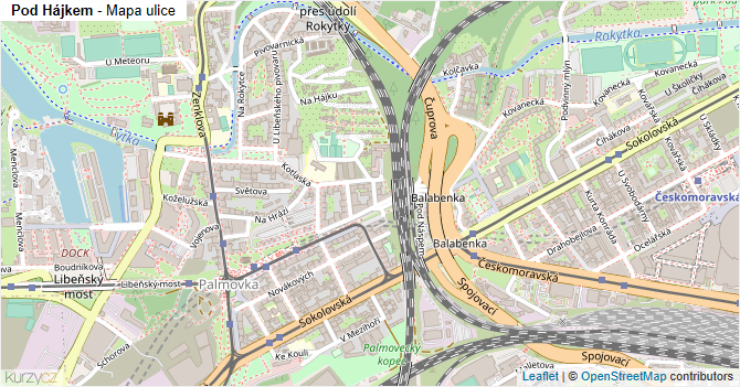 Pod Hájkem - mapa ulice
