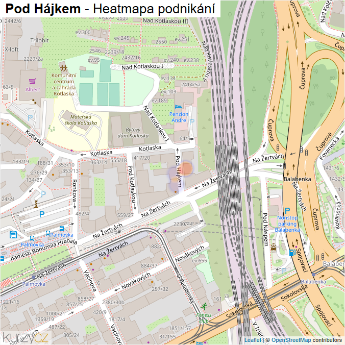 Mapa Pod Hájkem - Firmy v ulici.