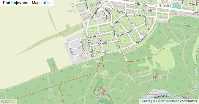 Pod hájovnou - mapa ulice