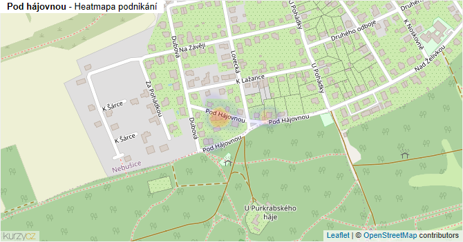 Pod hájovnou - mapa podnikání
