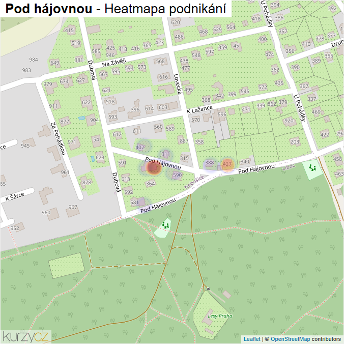 Mapa Pod hájovnou - Firmy v ulici.