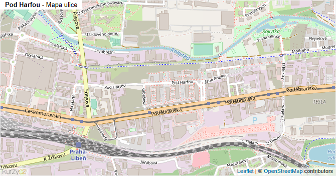 Pod Harfou - mapa ulice