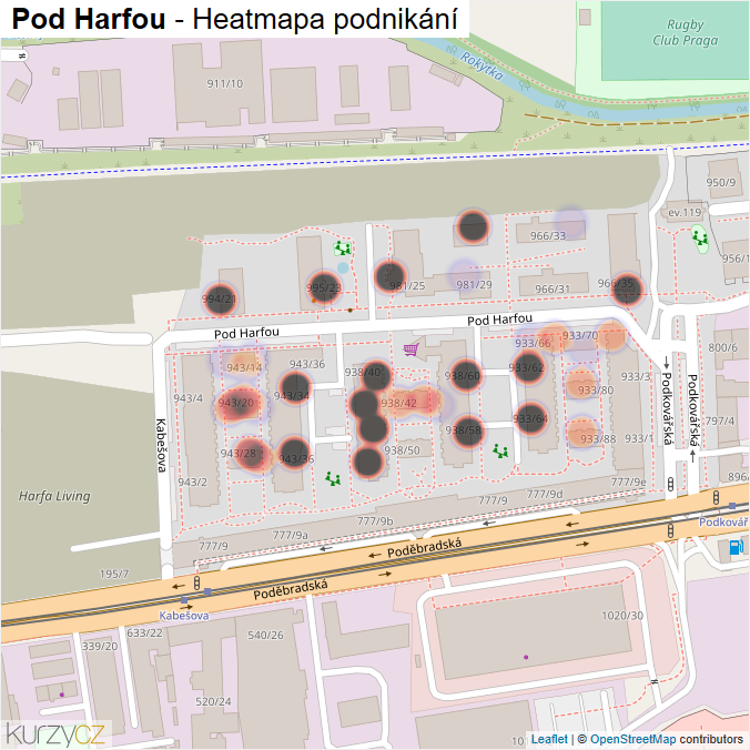 Mapa Pod Harfou - Firmy v ulici.