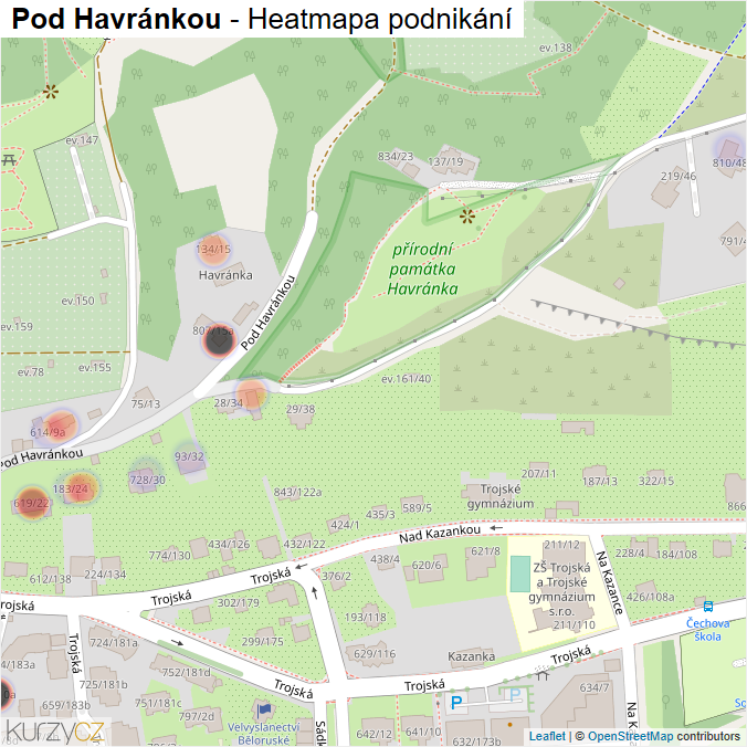 Mapa Pod Havránkou - Firmy v ulici.