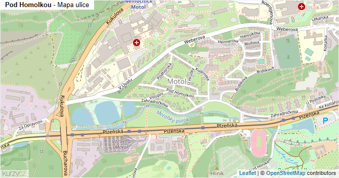 Pod Homolkou - mapa ulice
