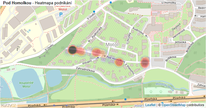 Pod Homolkou - mapa podnikání