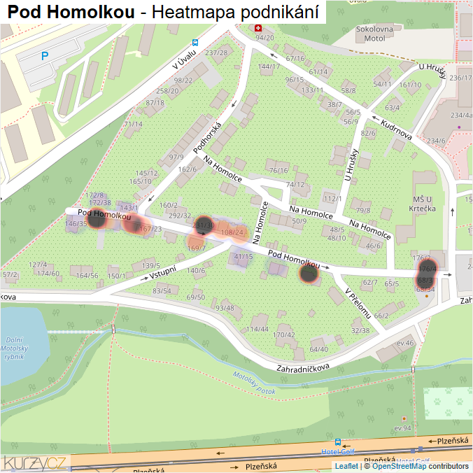 Mapa Pod Homolkou - Firmy v ulici.