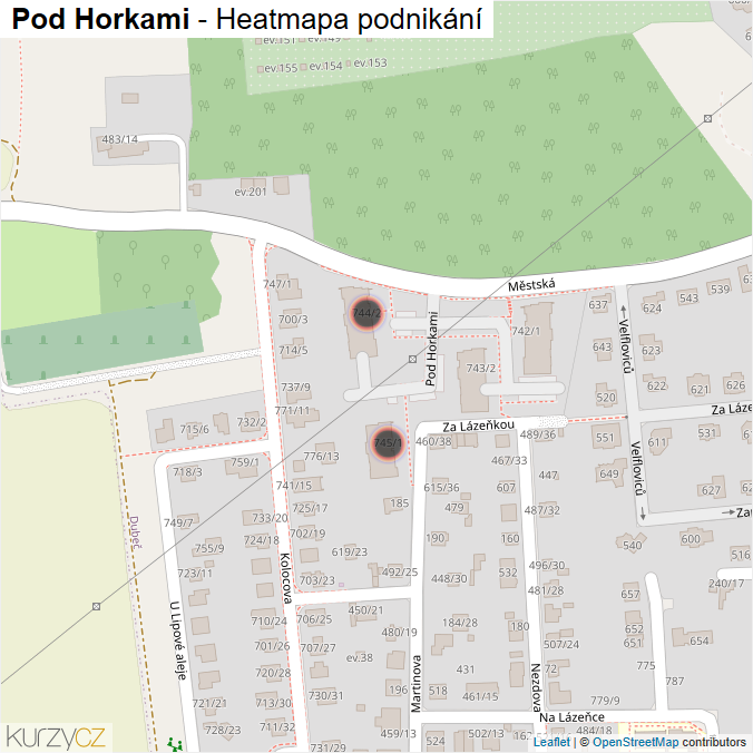 Mapa Pod Horkami - Firmy v ulici.