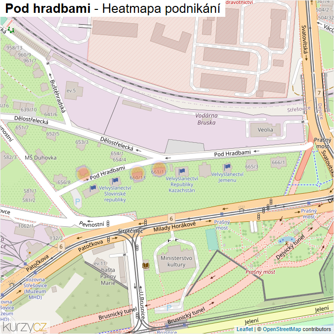 Mapa Pod hradbami - Firmy v ulici.