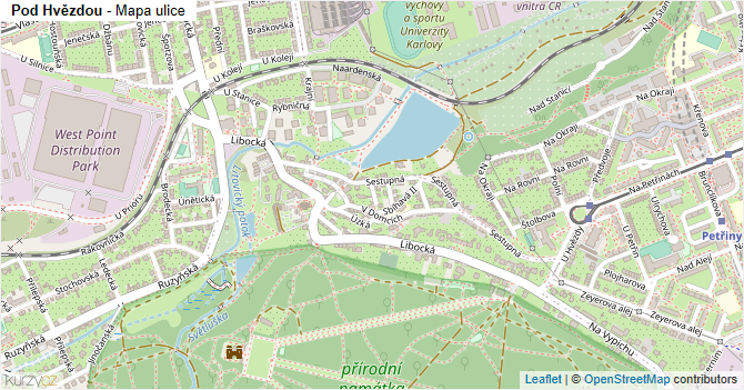 Pod Hvězdou - mapa ulice