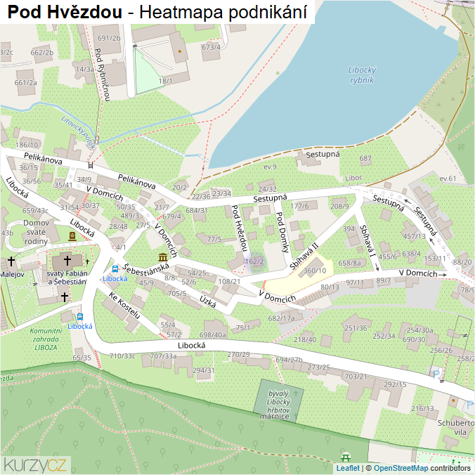 Mapa Pod Hvězdou - Firmy v ulici.