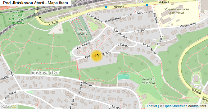 Pod Jiráskovou čtvrtí - mapa firem