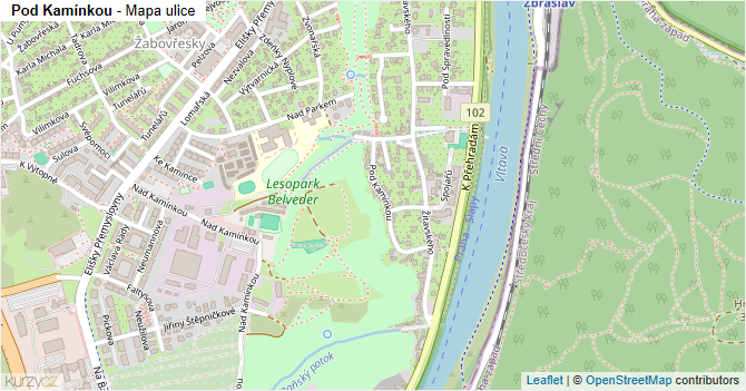 Pod Kamínkou - mapa ulice