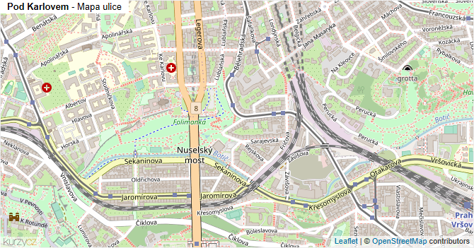 Pod Karlovem - mapa ulice