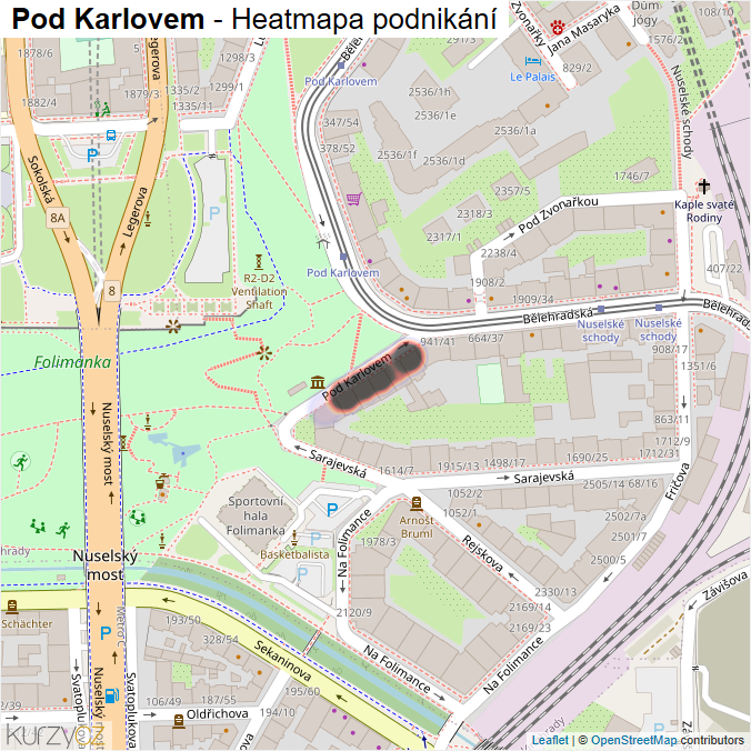 Mapa Pod Karlovem - Firmy v ulici.