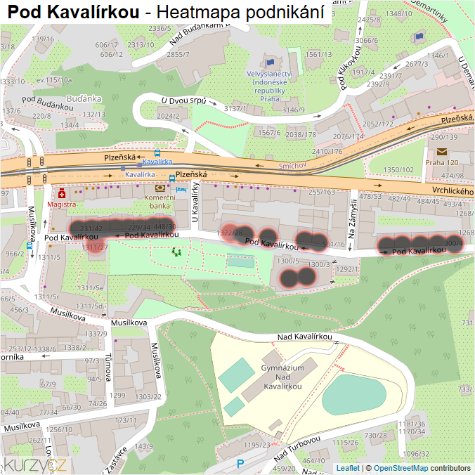 Mapa Pod Kavalírkou - Firmy v ulici.