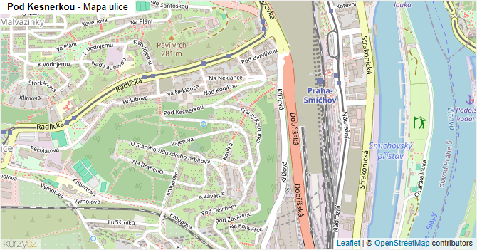 Pod Kesnerkou - mapa ulice