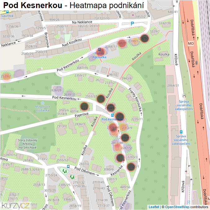 Mapa Pod Kesnerkou - Firmy v ulici.