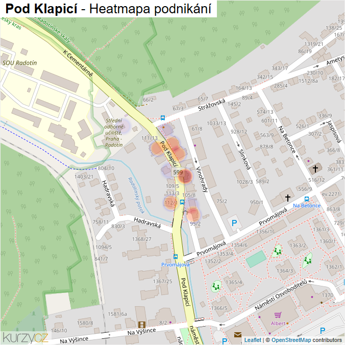 Mapa Pod Klapicí - Firmy v ulici.