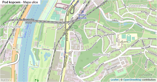Pod kopcem - mapa ulice