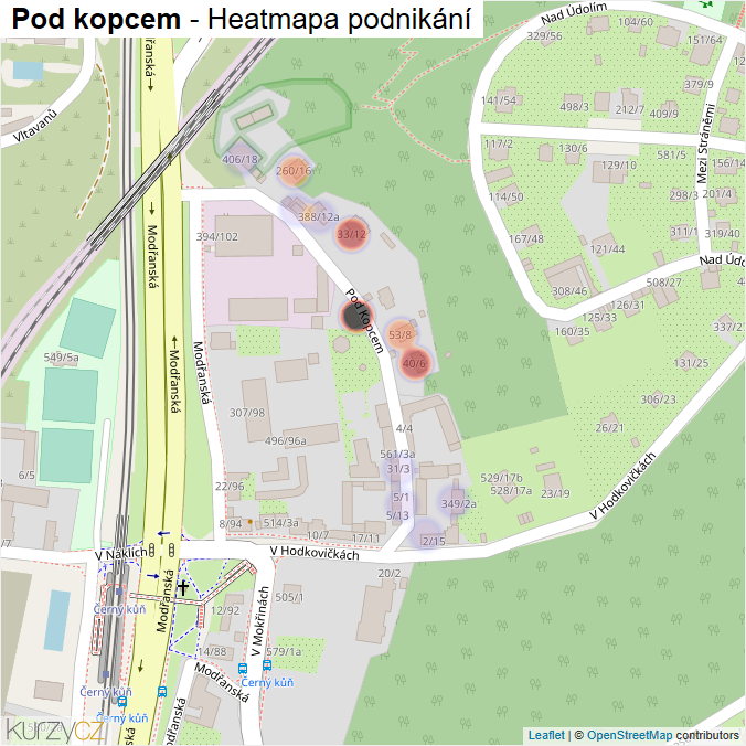 Mapa Pod kopcem - Firmy v ulici.