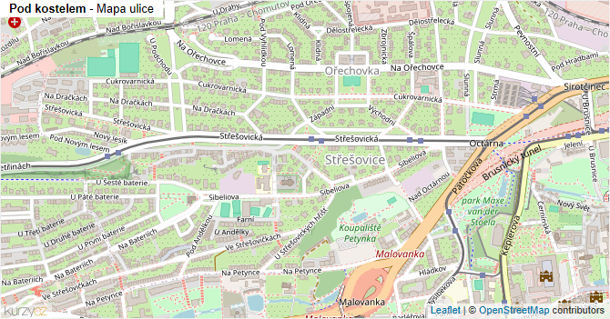 Pod kostelem - mapa ulice
