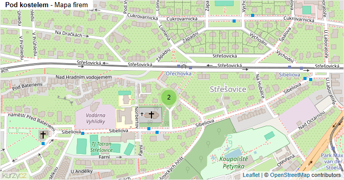 Pod kostelem - mapa firem