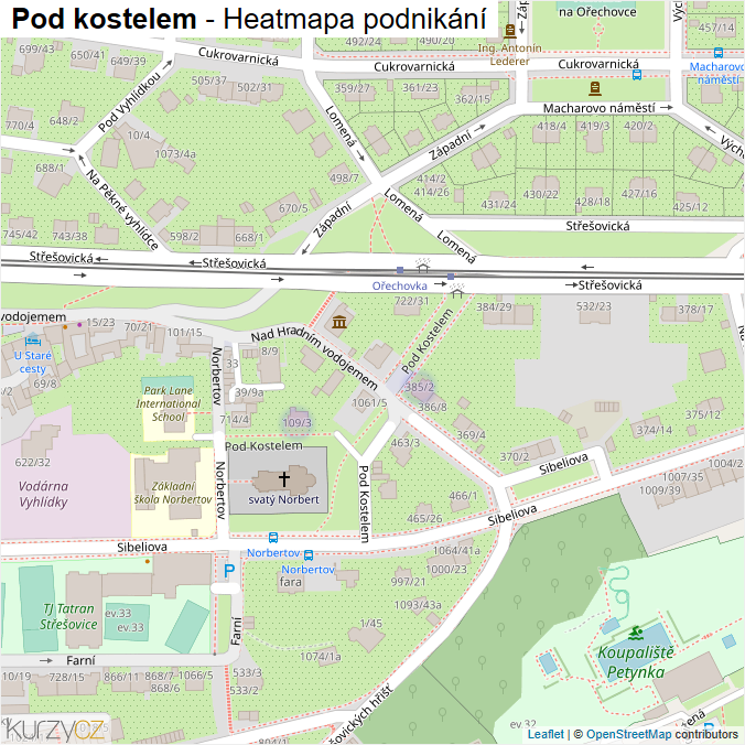 Mapa Pod kostelem - Firmy v ulici.