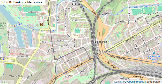 Pod Kotlaskou - mapa ulice