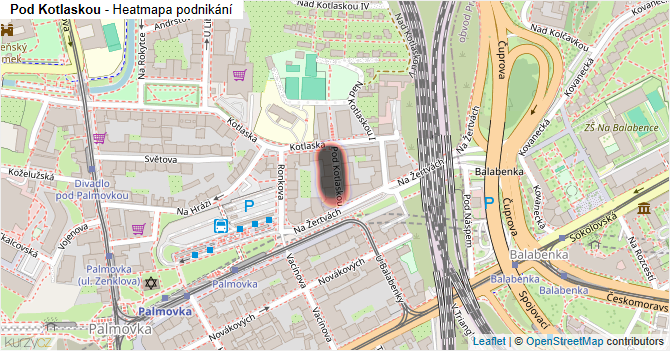 Pod Kotlaskou - mapa podnikání