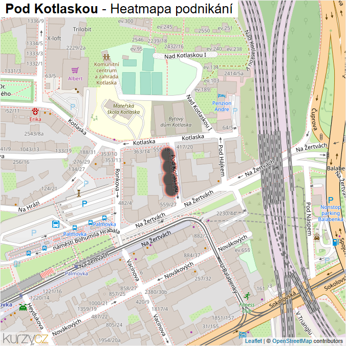 Mapa Pod Kotlaskou - Firmy v ulici.