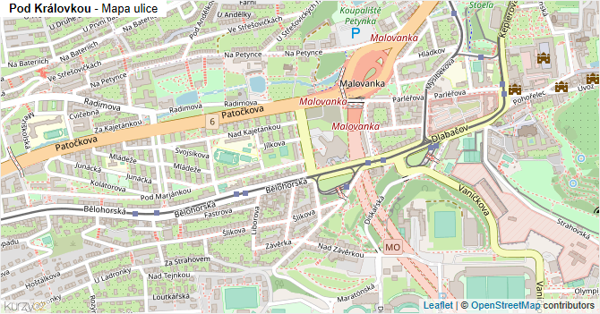 Pod Královkou - mapa ulice