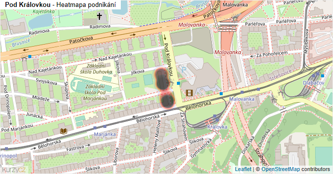 Pod Královkou - mapa podnikání