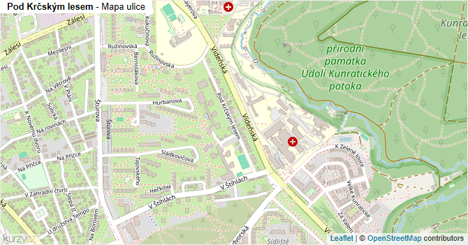 Pod Krčským lesem - mapa ulice