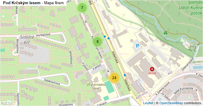 Pod Krčským lesem - mapa firem