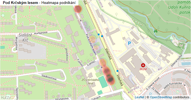 Pod Krčským lesem - mapa podnikání