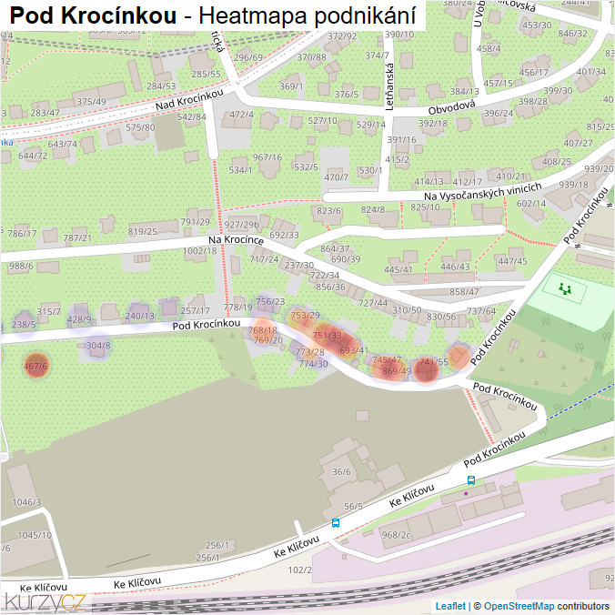 Mapa Pod Krocínkou - Firmy v ulici.
