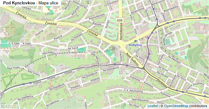 Pod Kynclovkou - mapa ulice