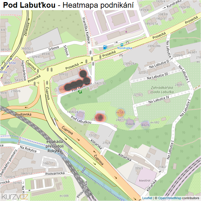 Mapa Pod Labuťkou - Firmy v ulici.