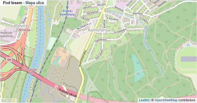 Pod lesem - mapa ulice