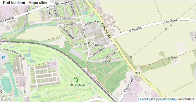 Pod lesíkem - mapa ulice